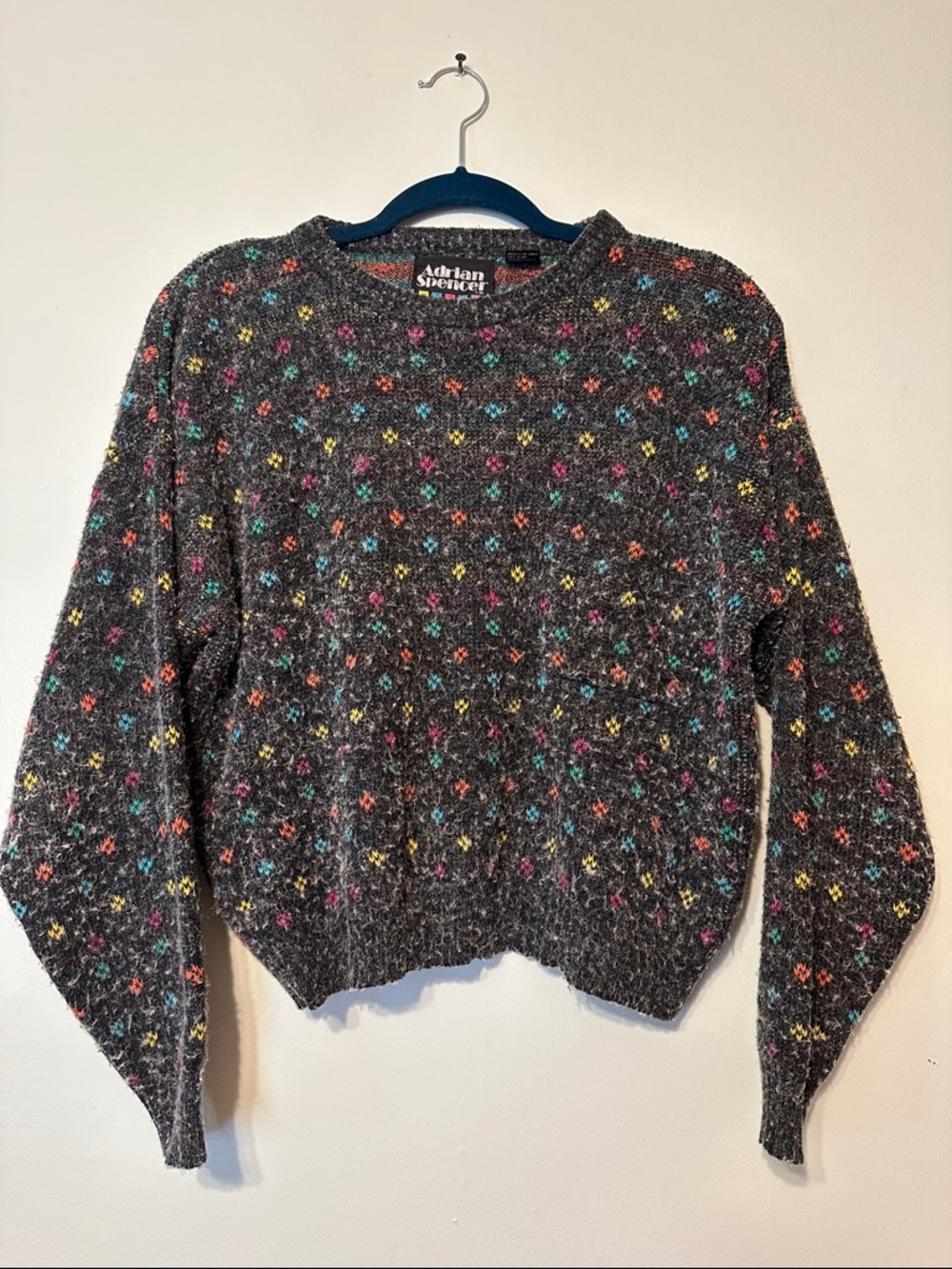 Vintage Adrian Spencer Crewneck Sweater with Multicolor Dots